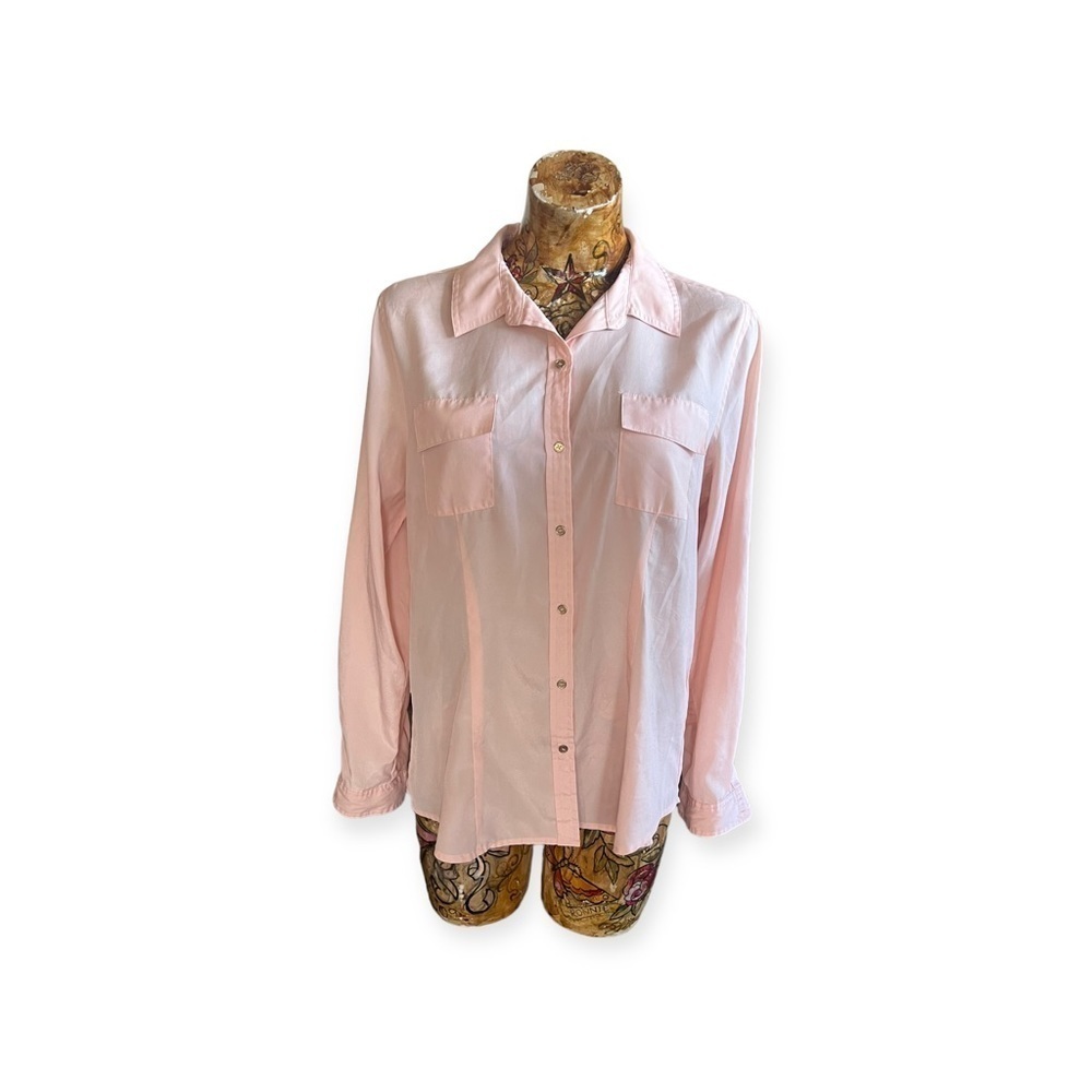 Calvin Klein blouse top pink long sleeve large